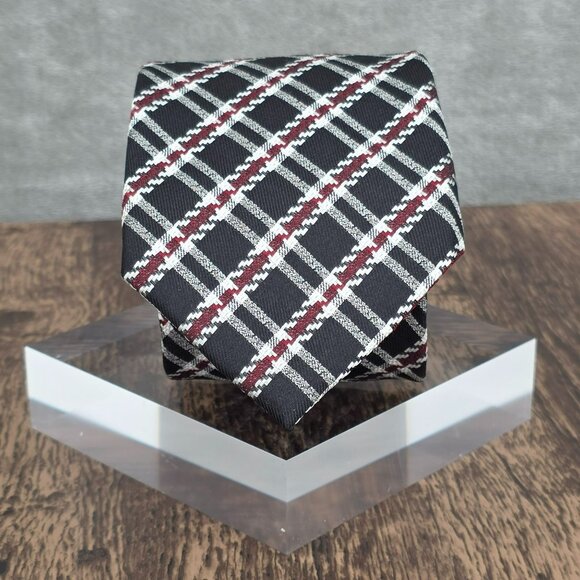 Egara Neck Tie 100% Silk Black Red White Plaid Grey Floral Designer Unique Gift - Picture 1 of 12